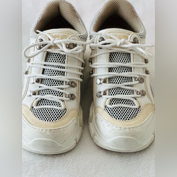 GUCCI Flashtrek Mesh Calfskin Suede Women’s Flashtrek Chunky Sneakers Size 38 - Picture 2 of 13